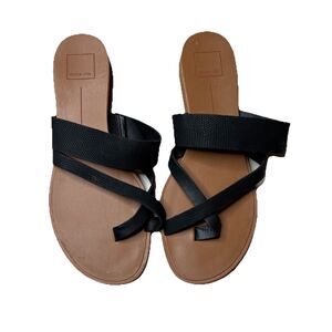 Dolce Vita Black Paddy Vegan Leather Sandals women's size 10